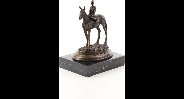 BRONZEN BEELD VAN EEN PAARD EN RUITER