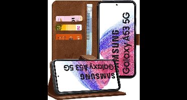Hoesje geschikt voor Samsung Galaxy A53 - Book Case Kunstleer Wallet Cover Portemonnee Pasjeshouder Hoes Bruin