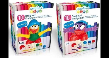 Creative Kids klei set rood mannetje - Rood / Multicolor - Klei / Kunststof - 10 delig - Kleiset - Knutselen - DIY - Speelgoed - Cadeau