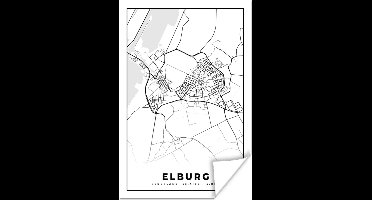 Poster Elburg - Zwart Wit - Stadskaart - Goud - Kaart - Plattegrond - Nederland - 20x30 cm