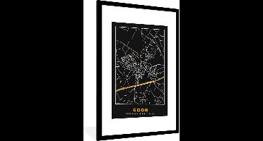 Fotolijst incl. Poster - Goor - Plattegrond - Kaart - Goud - Stadskaart - 60x90 cm - Posterlijst