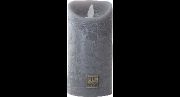 PTMD LED Kaars rustiek grijs 7,5 x 7,5 x 15 cm. - LED Light Candle rustic grijs moveable flame M met timer