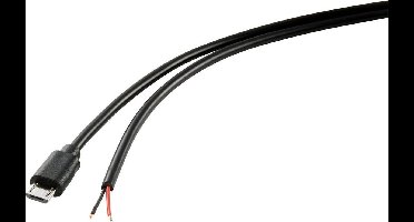 TRU COMPONENTS Stroomkabel Raspberry Pi [1x Micro-USB 2.0 B stekker - 1x Open kabeleinde] 1.00 m Zwart