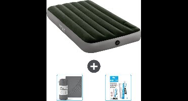 Intex Luchtbed - 1-Persoons - 99 x 191 x 25 cm - Groen - Inclusief Hoeslaken en Reparatieset