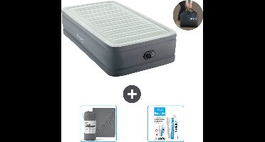 Intex Luchtbed - 1-Persoons - 99 x 191 x 46 cm - Grijs - Inclusief pomp - Hoeslaken en Reparatieset