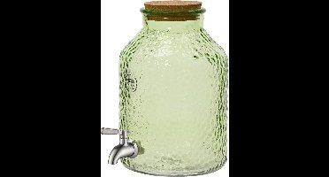Decoris Drankdispenser/limonadetap met kraantje - glas - 8,5L - lichtgroen