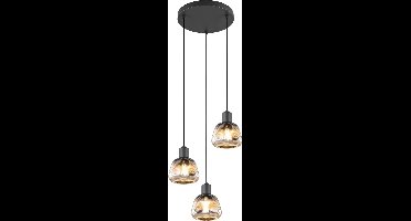 TRIO TARIFA - Hanglamp - Zwart mat - excl. 3x E27 4 W - Plafondbevestiging - In hoogte verstelbaar