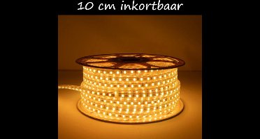LED Strip 230V - Oranje - inkortbaar per 10cm - 120LEDs/m - 560Lm/m - IP65 - Dimbaar - 9 meter