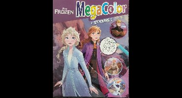 Kleurboek Disney Frozen II met stickers - Megacolor Elsa en Anna en Olaf - +/- 125 kleurplaten - 1 stickervel van 25 stickers
