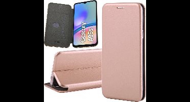 Hoesje geschikt voor Samsung Galaxy A05s - Privacy Screenprotector Volledig Dekkend Glas - Wallet Book Case Rosegoud