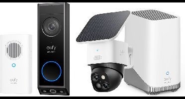 eufy Security S340 SoloCam - 360° buitencamera + HomeBase 3 + E340 deurbel incl Gong- Bundelvoordeel