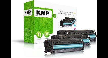 KMP H-T196 CMY Tonercassette Combipack vervangt HP 305A, CE411A, CE412A, CE413A Cyaan, Magenta, Geel 3400 bladzijden Compatibel Toner multipack