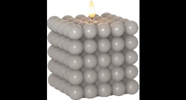 Star Trading Kaars Flame Dot, noppenkaars, grijs, LED, timer, warm wit, 12,5 cm