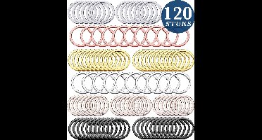 120 Stuks Sleutelringen in 6 Verschillende Kleuren - DIY Sleutelhangers Ringen Maken Set - Keychain Sleutel Splitringen voor Hobby & Sleutellabels - Keyrings Sleutel Houder Knutselen - 25mm - Zilver, Zwart, Licht Zwart, Goud, Roségoud, Chroomkleur