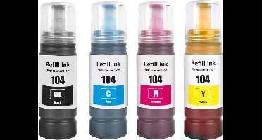 Inkt Geschikt voor Ecotank 104 | Multipack van 4x Inktpatronen