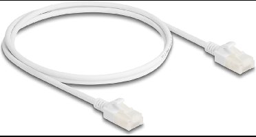 Delock RJ45 Network Cable Cat.6A plug to plug with robust latch for industrial use U/UTP Slim 1 m white