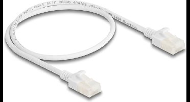 Delock RJ45 Network Cable Cat.6A plug to plug with robust latch for industrial use U/UTP Slim 0.5 m white
