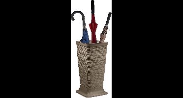 Plasticforte Paraplubak/parapluhouder Waves - beige - glad kunststof - D26 x H52 cm - op verhoogde voet - uitlekbak