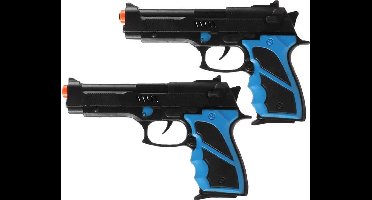 JonoToys Politie speelgoed pistolen - 2x - kind en volwassenen - verkleed rollenspel - plastic - 22 cm