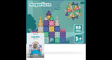 Magneticon Pastel 88 stuks - Magnetisch speelgoed - Magnetische tegels - Montessori speelgoed - Magnetische Bouwstenen - STEM speelgoed - Magnetic tiles - Speelgoed 3+ jaar - Cadeau kind