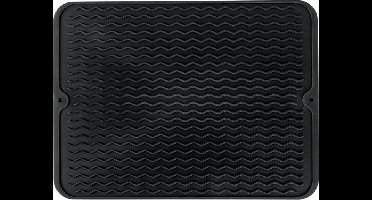 Vaatdroogmat Silicone Zwart 40x30 cm - Schotel Droogmat Droogmat voor Aanrecht