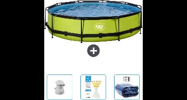 EXIT Rond Lime Frame Zwembad - 360 x 76 cm - Inclusief Pomp - Testrips - Solarzeil - Nu extra voordelig