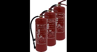 Schuimblusser 6 liter van Mexxo - Inclusief keuringssticker en bevestigingsbeugel - 3 stuks - Voldoet aan de wettelijke eisen