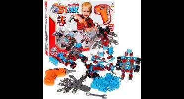 Playos® - Constructiespeelgoed XL - 552 delig - Elektrische Schroevendraaier - Patronen - Bouwen - Bouw Speelgoed - Montessori Speelgoed - Educatief Speelgoed - Techniek - STEM Speelgoed