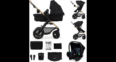 Kinderkraft MOOV 2 AIR 3-in-1 Kinderwagen – Grote Opblaasbare Wielen – Travel System met MINK PRO i-Size Autostoeltje – Zwart