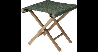 Redcliffs Bijzet krukje/stoel - Inklapbaar - army groen - vouwkruk - bamboe/polyester - 40 x 40 cm