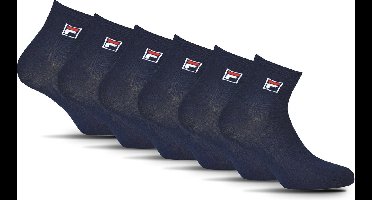 FILA Klein Logo op de enkel Enkelsokken - Maat 39/42 - 6 Pack - Blauw