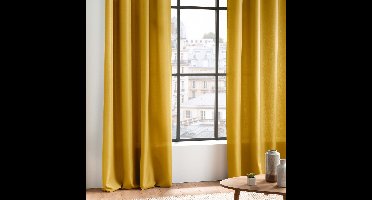 Wicotex - Gordijnen - Kant en klaar - Met ringen - 140x280cm - Geel - 2stuks