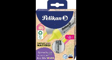 Pelikan Textmarker 490 eco, 4 stuk(s), Groen, Oranje, Roze, Geel, Beitelvormige punt, Gerecycleerd plastic, Vet/Fijn/Medium, 1 mm