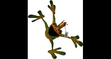 Tuinbeeld - Dansende Kikker - Metaal - “Size M” – Geel - BW24146M – 56x30x63cm