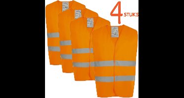 Technosafety Veiligheidshesjes 4 stuks Oranje - met Reflectie - Veiligheidsvest familiepak - Reflectievest – Veiligheidshesje