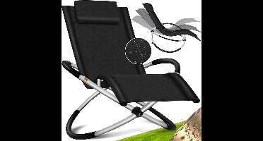 Ligbed - Ligstoel - Tuinstoel - Weerbestendig - Klapstoel - Inclusief Tas En Hoes - Maximaal 180 Kg - Zwart .
