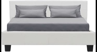 Bed voor volwassenen 140 x 190 cm - Witte imitatie - Inclusief boxspring - KANSAS