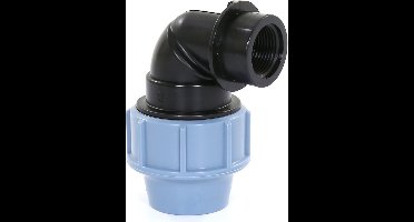 Unidelta Knie 90° PP 40 mm x 1 1/4" knel x binnendraad 16bar zwart/blauw DVGW/KIWA/WRAS