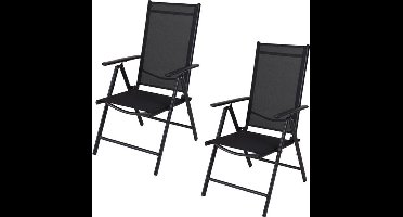 Pro Garden Tuinstoel/ Klapstoel / Vouwstoel/ Campingstoel - Inklapbaar - Zwart - 2 STUKS