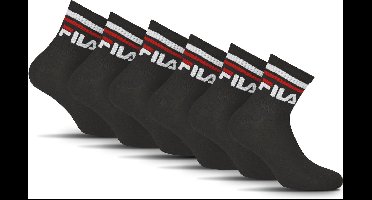 FILA Logoband Enkelsokken - Maat 35/38 - 6 Pack - Zwart