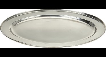 RVS serveerschaal - barbecueschaal - 40 x 26 cm - Barbecueschalen - vleesschalen - serveerschalen