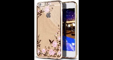 Transparant Bloemen Hoesje geschikt voor Apple iPhone 6s / 6 - Goud - Siliconen TPU Case Cover van iCall