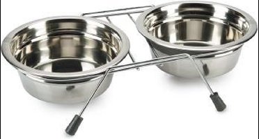Beeztees rvs delux dinerset Lumara hond grijs 16 cm