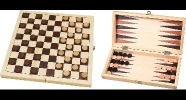 Dam- en backgammonset - veldmaat 30mm - 29 x 14,5 x 4.5 cm