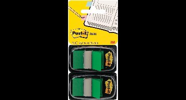 Post-it® Index standaard duo pack, groen, 25.4 x 43.2 mm, 50 Tabs/Dispenser