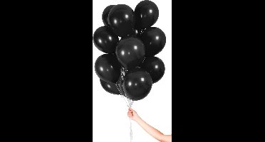 Zwarte Ballonnen met Lint 23cm - 30 stuks