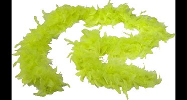 Atosa Carnaval verkleed boa met veren - neon geel - 180 cm - 45 gram - Glitter and Glamour