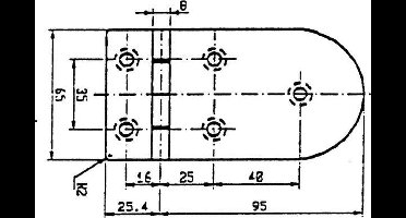Talamex Scharnier 126x40 Mm Grijs 180º