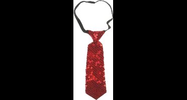 Stropdas met rode pailletten kort rood