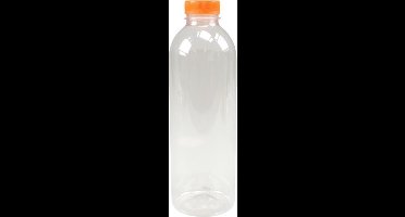Neutraal Petfles 1000cc - fles voor koude dranken - verzegelbare oranje dop - 70 stuks